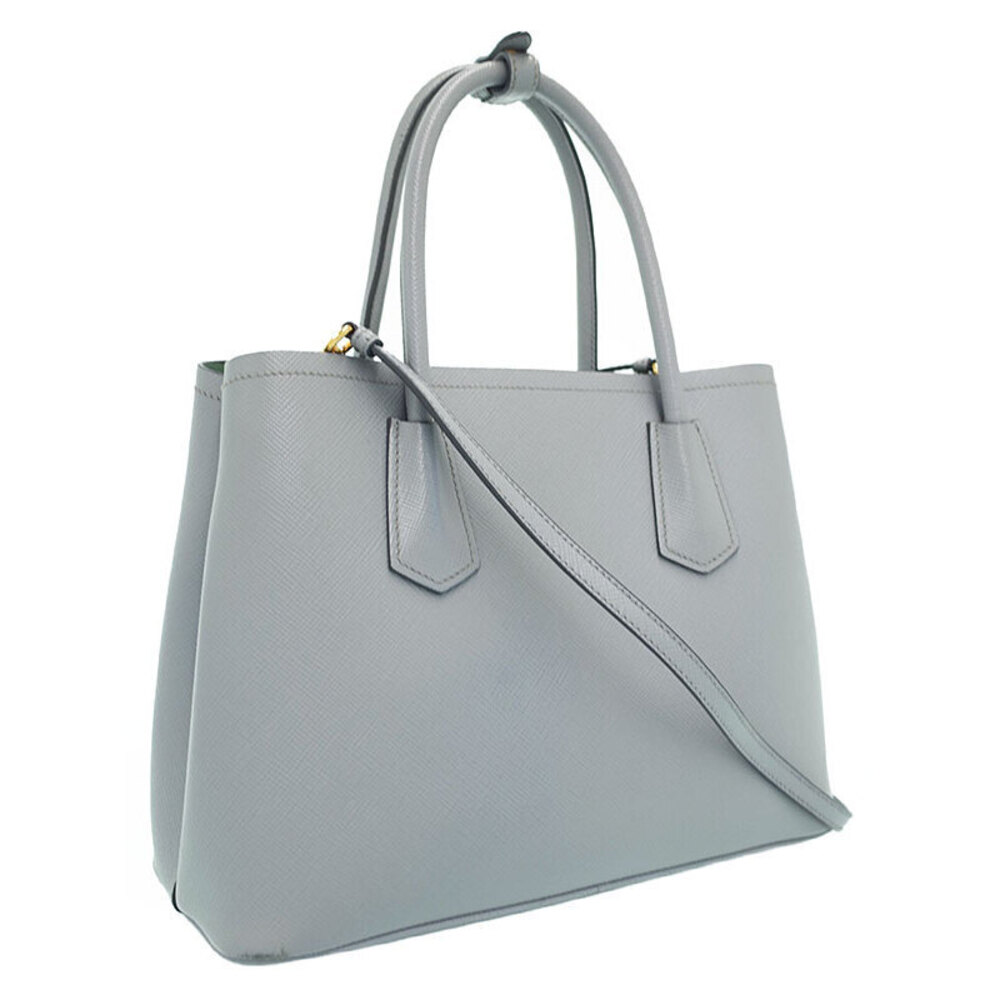 Prada Double Saffiano leather tote bag top handles Blue - Picture 2 of 9